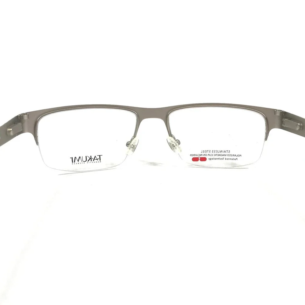 Takumi Eyeglasses Frames TK1102 10 Brown Grey Square Half Rim 57-19-145